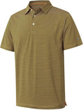 Mens Golf Shirt Moisture Wicking Dry Fit Performance Sport Short Sleeve Striped Golf Polo Shirts for Men