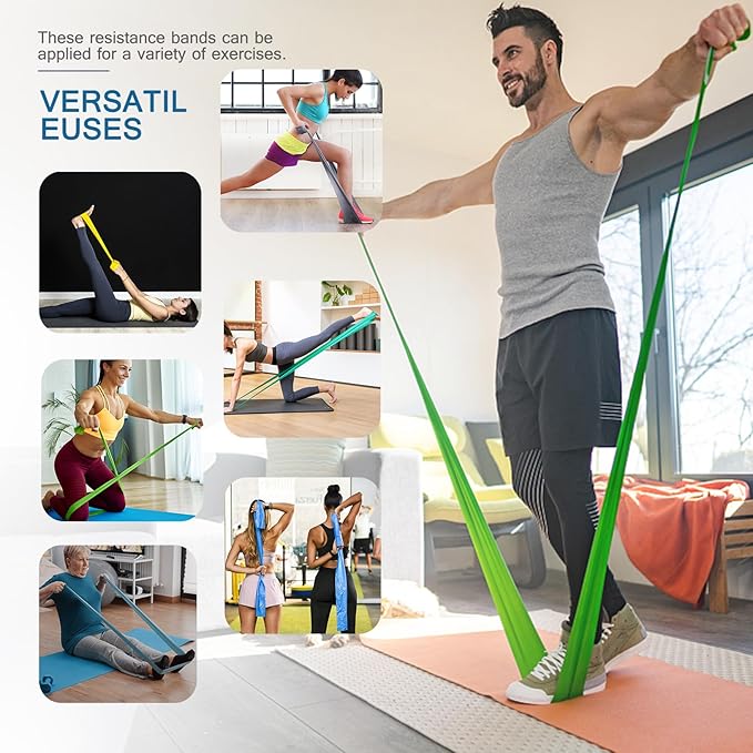 5 Pcs Professional Resistance Bands. Latex-Free, Elastic Band, Work Out Bands, Stretch Bands for Working Out Women or Men, Exercise Bands Set for Physical Therapy, Yoga, Pilates