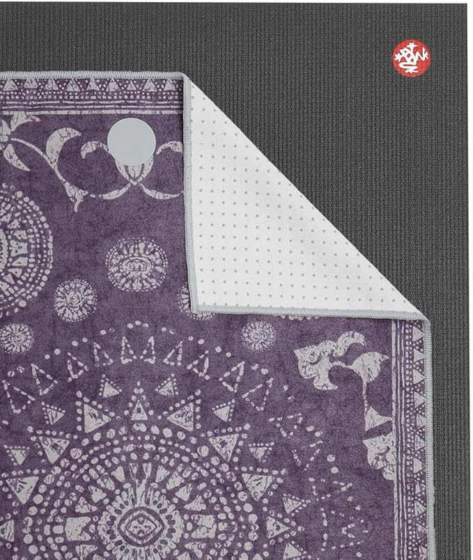 Manduka Yogitoes Yoga Towel – Rubber Grip Dots Non-Slip Bottom, Quick Dry Fitness Towel for Hot Yoga, Pilates, Exercise