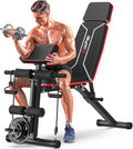 Adjustable Weight Bench, Bench Press for Full Body Workout, Foldable Workout Bench for Home Gym, Strength Training Bench to Incline Decline Flat w/Leg Extension and Headrest