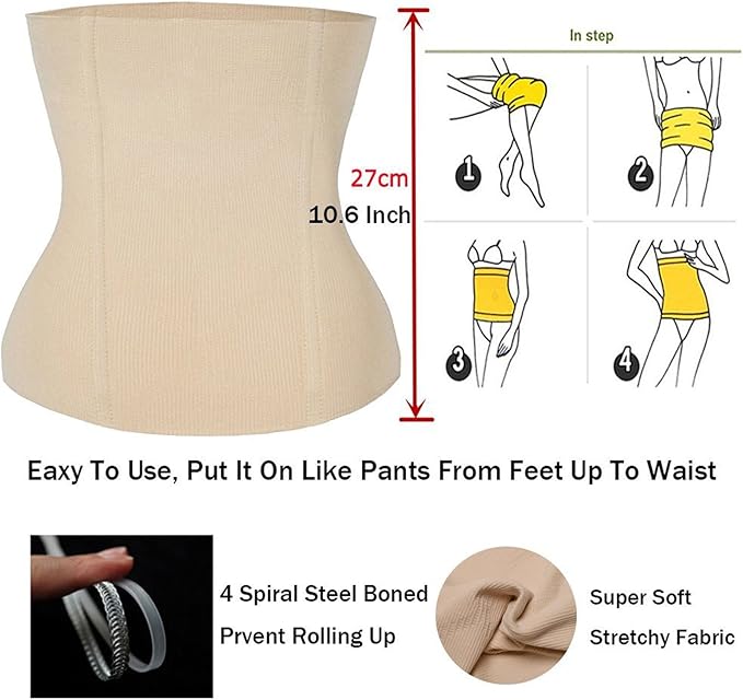 FUT Women's Waist Trainer Shapewear Tummy Control Waist Cincher Slim Body Shaper Postpartum Belly Band Wrap