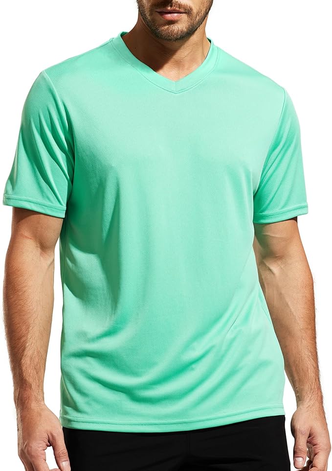 MIER Men's Quick Dry Workout Shirts Moisture Wicking Running Athletic Performance T-Shirts Recycled Polyester Top Tee