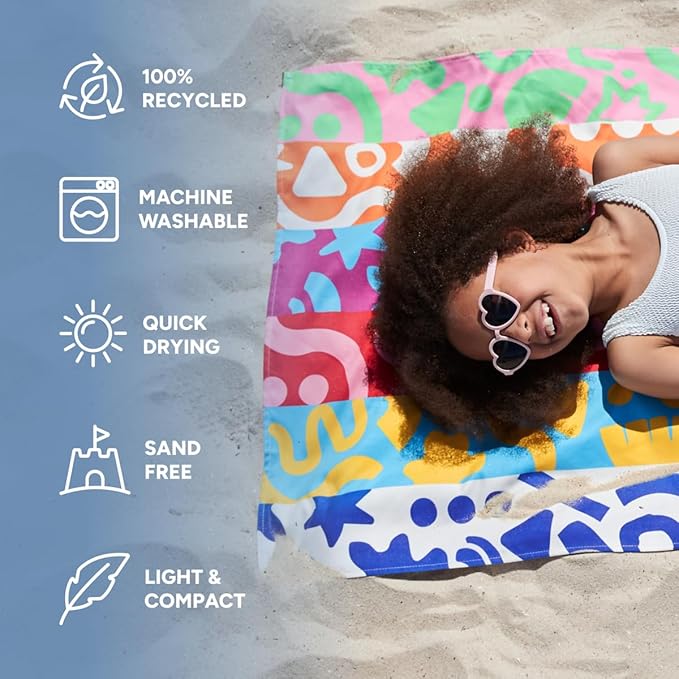 Dock & Bay Quick Drying Towel - for Sports & Gym - Compact, Lightweight - 100% Recycled - Includes Bag - Power of Positivity, Medium (130x70cm, 51x27)