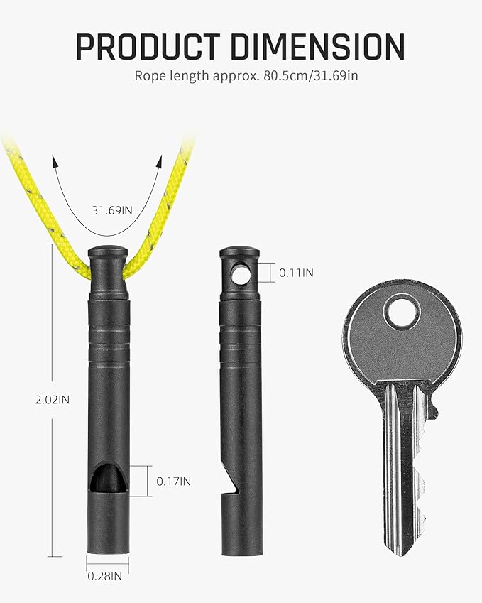 TISUR Titanium Emergency Whistle,120db Safety Whistle with Lanyard,Outdoor Survival Small Whistle for Life Saving,Hiking,Pets Training,Coach Sports