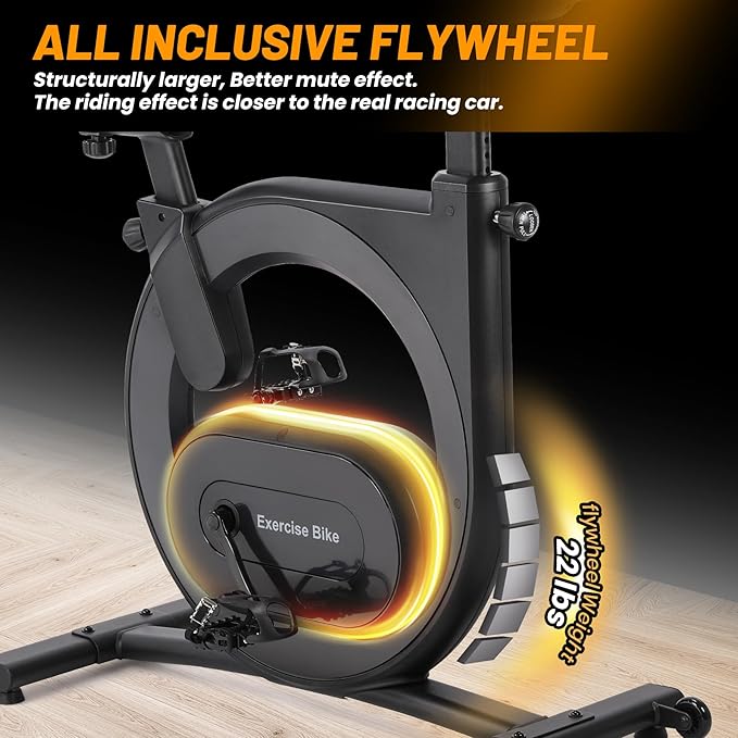 Stationary Bikes for Home,Electromagnetic Control Exercise Bike,Indoor Cycling Bike with Shuttle Smart Knob,Magnetic Resistance/Brake Pad, Low Noise with App, Upgraded Version Seat