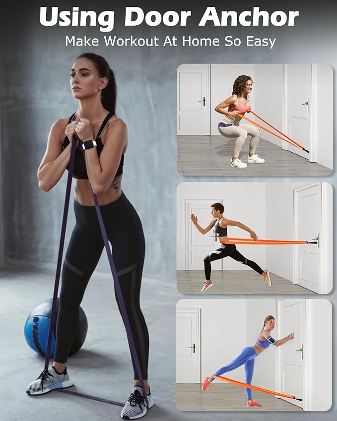 Zacro Resistance Bands, 6 Resistance Levels Pull Up Assistance Bands, Exercise Bands for Men&Women, Heavy Duty Resistance Band Set with Door Anchor, for Working Out, Muscle Training, Physical Therapy