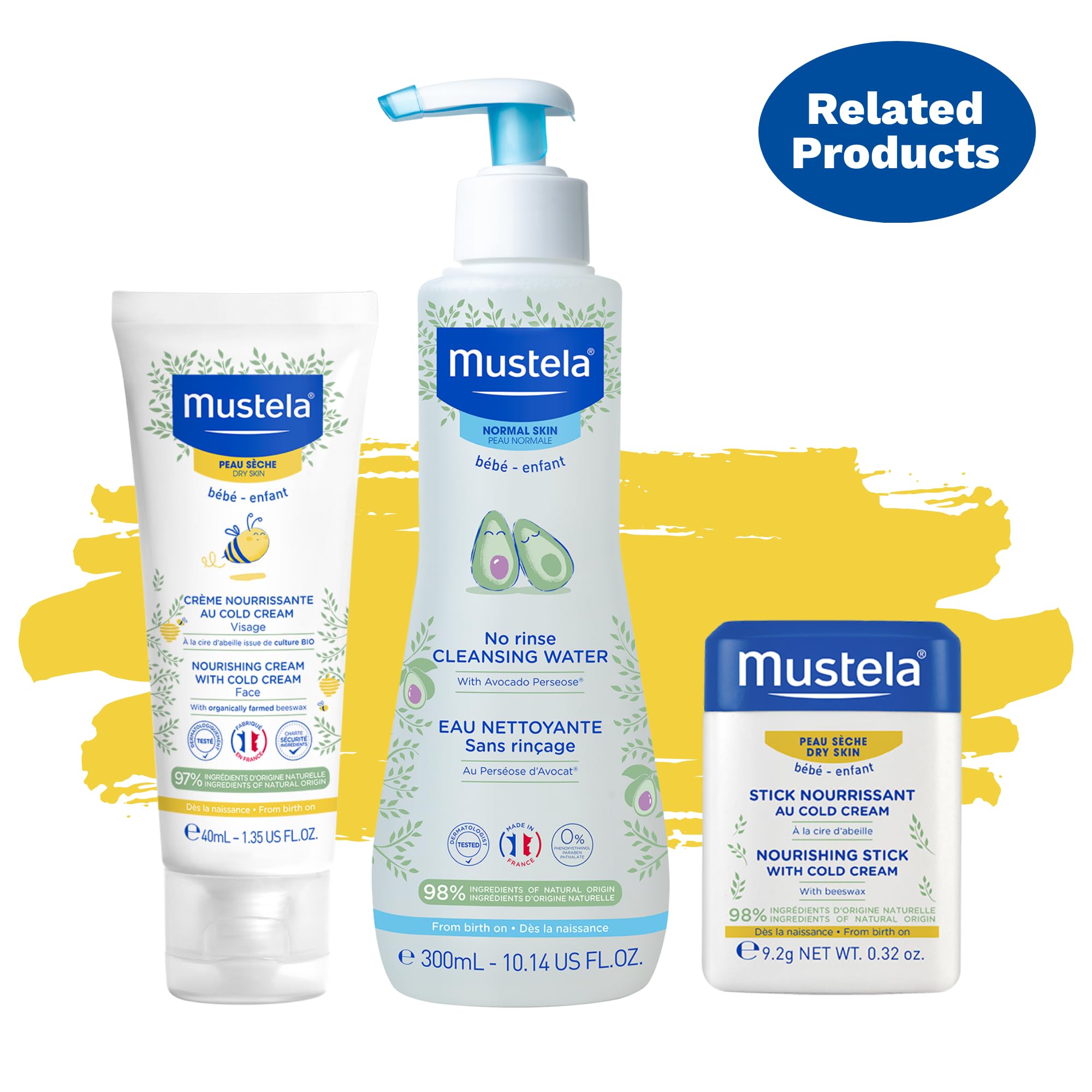 Mustela Gentle Soap with Cold Cream for Sensitive Skin - Moisturizing & Gentle Cleansing