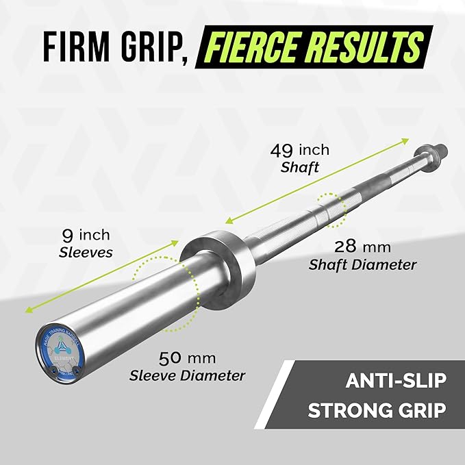 Olympic Training Barbell (6FT) (15 Pound Weight) (300 LBS Capacity), Home Gym Fitness Equipment, Strength Training Workout Bar, Weight bar for Squats, Deadlift, Weightlifting, Bench Press