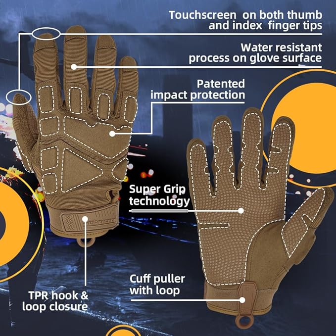 Seibertron Adult Or Youth S.O.L.A.G Sports Outdoor Water Resistant Full Finger Touchscreen Gloves