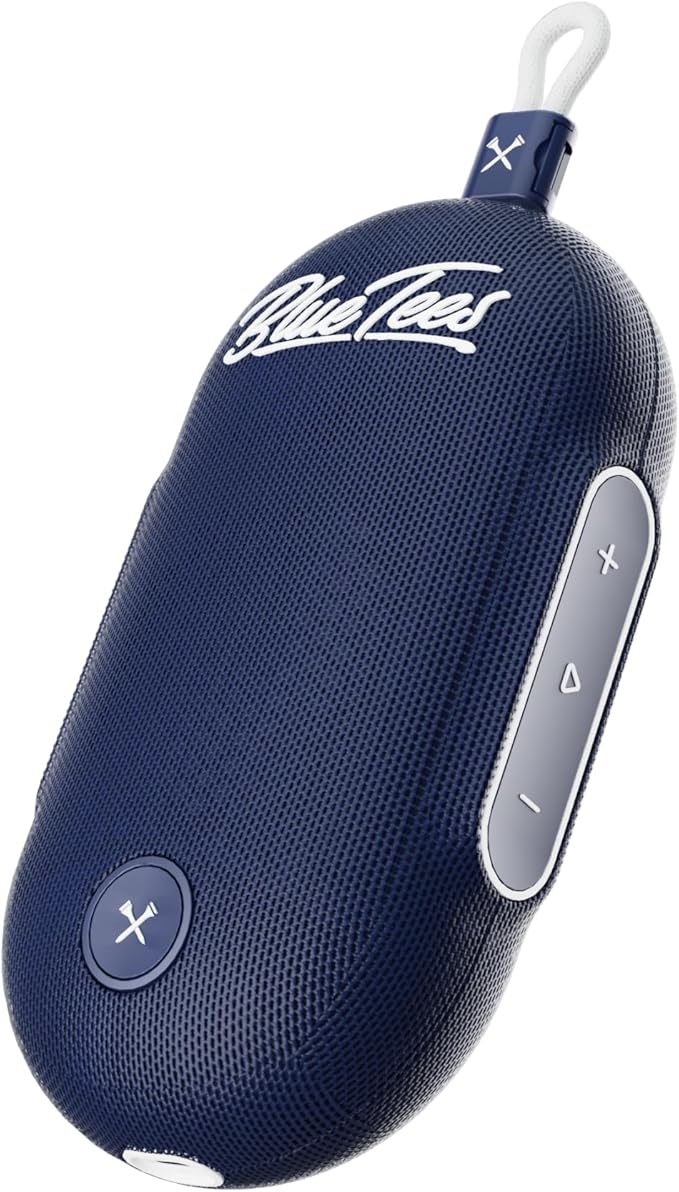 Blue Tees Golf Player Go - Compact GPS Speaker, Bluetooth Music & Audible GPS Distances, Auto Course Recognition, IPX7 Waterproof, 40,000+ Preloaded Courses, 16+ Hours Battery, Built-in Magnetic Strip