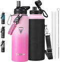 40oz Insulated Water Bottle,Stainless Steel Vacuum Water Bottle, BPA-Free & Leakproof -with Paracord Handle,Strap,Straw Spout Lids,Large Water Jug for Gym Sports