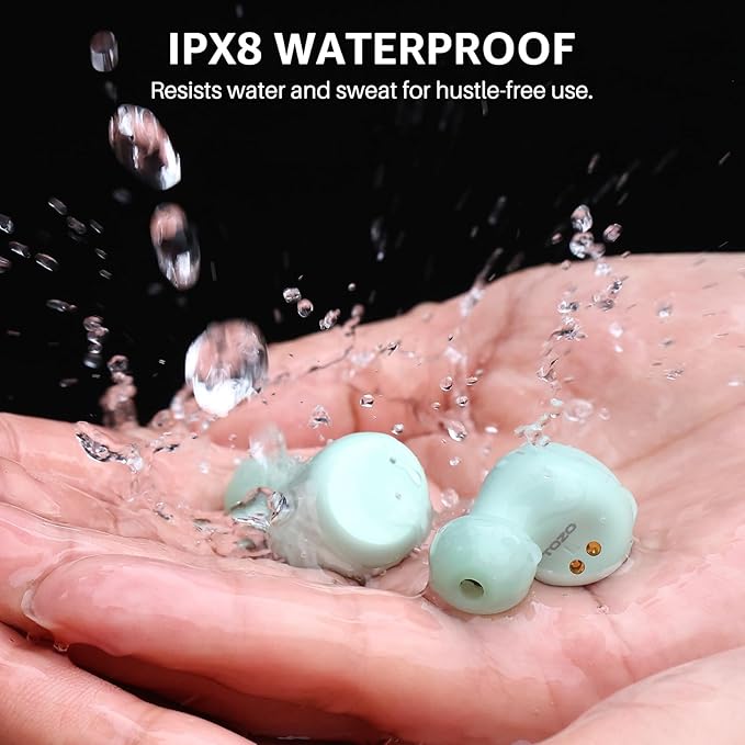 TOZO T6 Wireless Earbuds, IPX8 Waterproof Ear Buds, Stereo Bass Sound Bluetooth 5.3 Headphones in Ear, 50 Hours Playtime Earphones, Wireless Charging Case, Custom 32 EQ via APP