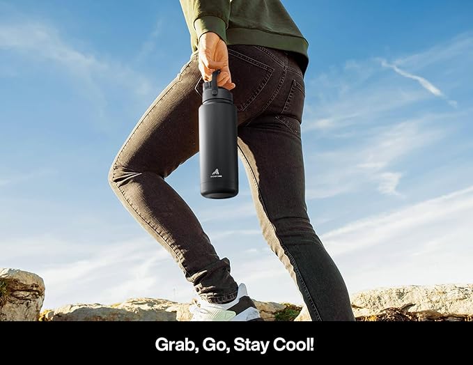 40 oz Insulated Water Bottle with 2-in-1 Straw and Spout Lid, Keep Cold 24H, Leak-Proof, BPA-Free, Double Wall Stainless Steel Water Bottle for Sports, Gym, Travel, and School (Mystic Glyph)