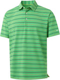 Rouen Mens Golf Shirt Moisture Wicking Dry Fit Performance Stripe Casual Collared Short Sleeve Golf Polo Shirts for Men