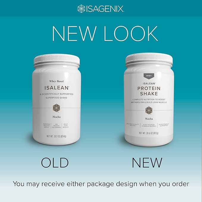 IsaLean Protein Shake - Complete Superfood Meal Replacement for Maintaining Healthy Weight and Lean Muscle Growth with 24 Vitamins and Minerals - 29.6 oz - 14 Meal Canister (Mocha) - Canister