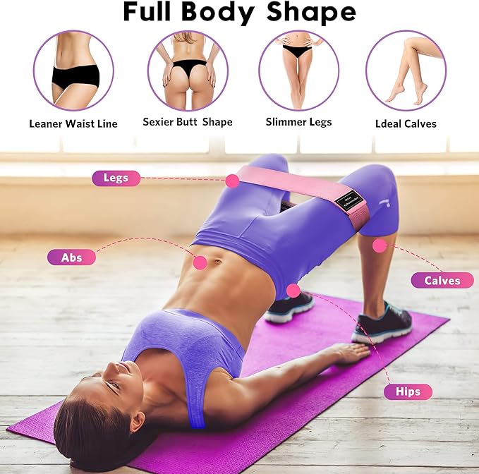 Renoj Resistance Bands, Yoga Starter Sets for Women and Men, 3 Set of Stretch Exercise Workout Bands for Booty Legs, Elastic Pilates Flexbands