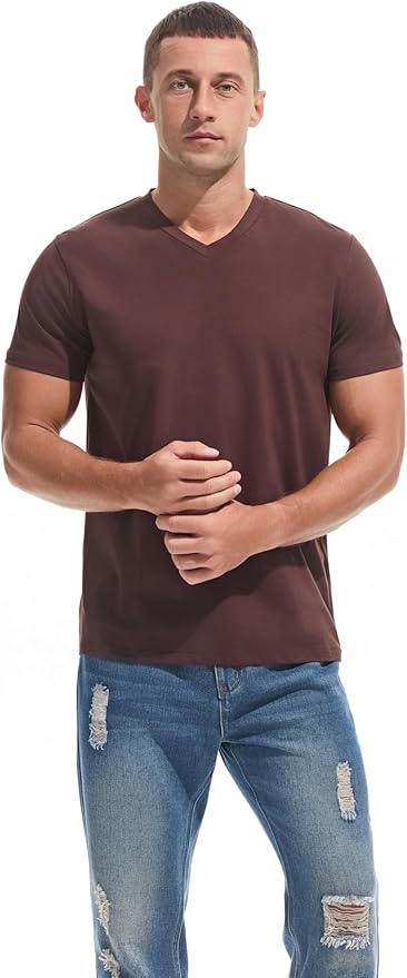 VEIISAR Premium V Neck T Shirts for Men - Modern Fitted Tees Vneck Undershirts