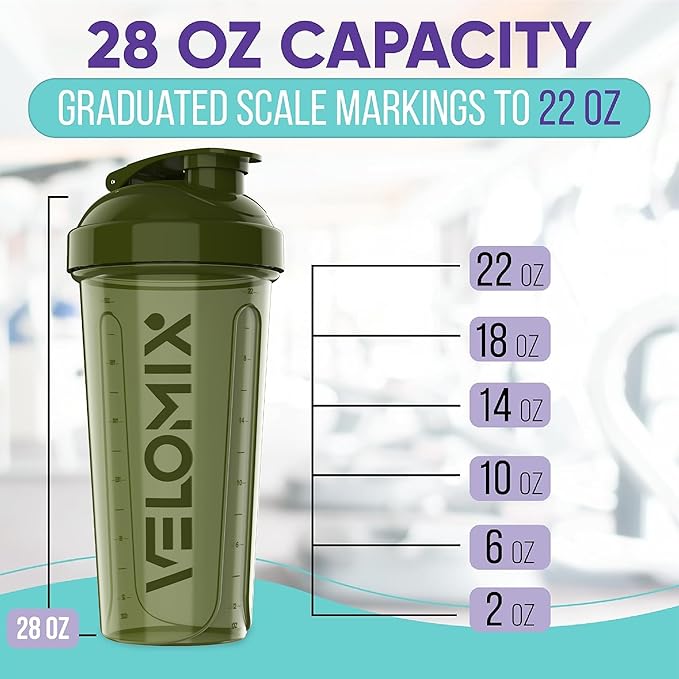 '-2 Pack- 28 oz Protein Shaker Bottles for Protein Mixes - 2x Wire Whisk | Leak Proof Shaker Cups for Protein Shakes | Protein Shaker Bottle Pack | Shakers for Protein Shakes-Green&Black