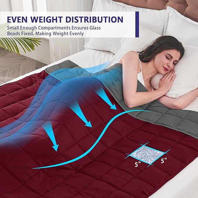 yescool Weighted Blanket for Adults (25 lbs, 88” x 104”, White) Cooling Heavy Blanket for Sleeping Perfect for 240-260 lbs, King Size Breathable Blanket with Premium Glass Bead