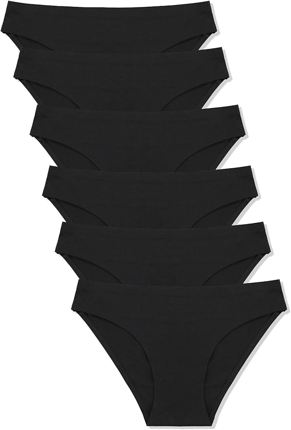 FINETOO 6 Pack Women’s Seamless Hipster Underwear No Show Panties Invisibles Briefs Soft Stretch Bikini Underwears XS-XL