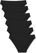 FINETOO 6 Pack Women’s Seamless Hipster Underwear No Show Panties Invisibles Briefs Soft Stretch Bikini Underwears XS-XL