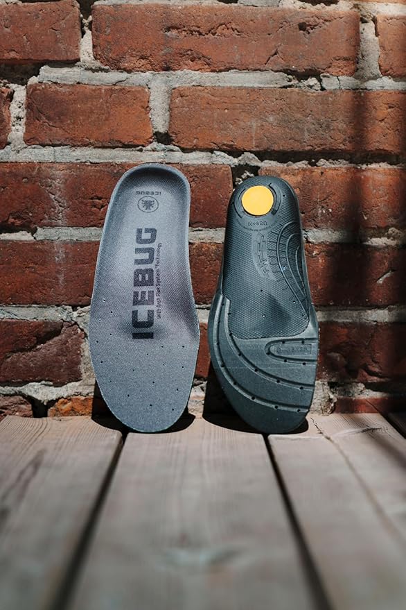 Icebug Comfort Insoles with Dynamic Arch Support, Charcoal Medium Arch, M 10/W 11.5-12