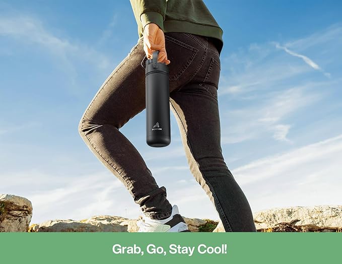 26 oz Insulated Water Bottle with 2-in-1 Straw and Spout Lid, Keep Cold 24H, Leak-Proof, Fits in Car Cup Holder, Stainless Steel Water Bottle for Sports, Travel, and School (Mint)