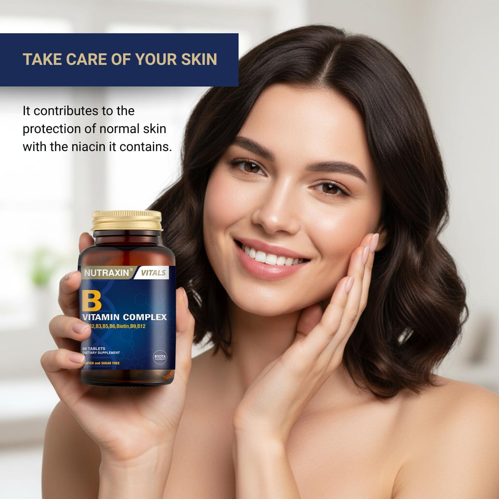 Nutraxin B Vitamin Complex 60 Tablets - Dietary Supplement for Adults with Comprehensive B Vitamins