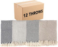 Arkwright Common Ground Bulk Blankets - Pack of 12 - Reversible 100% Cotton All Season Lightweight Couch Bed Throws for Wedding Guests, Travel, and Outdoor Events, 50 x 70 in, Chevron