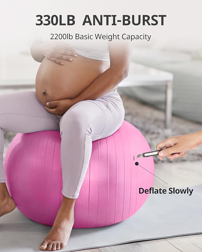 Trideer Extra Thick Yoga Ball Exercise Ball, 5 Sizes Gym Ball, Heavy Duty Ball Chair for Balance, Stability, Pregnancy, Quick Pump Included