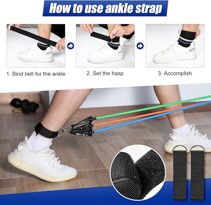 Resistance Bands Set, Himaly Exercise Bands Strength Training Fitness Bands Workout Elastic Bands with Legs Ankle Straps, Door Anchor, Handles & Carry Bag for Home Outdoor Workouts