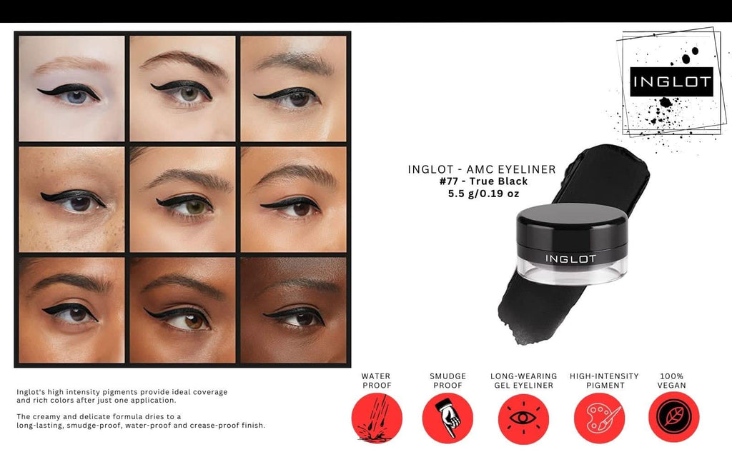 Inglot AMC Eyeliner Gel 77 & 90 + Duraline Bundle | 3 Piece Set
