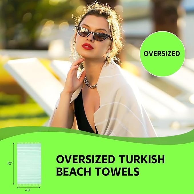 HAVLULAND Turkish Beach Towels Oversized -100% Turkish Cotton Super Soft Lightweight - Absorbent and Quick Drying Bath Towel - Sand Free Beach Towel - Turkish Towels for Adults (Red, 6 Pack)