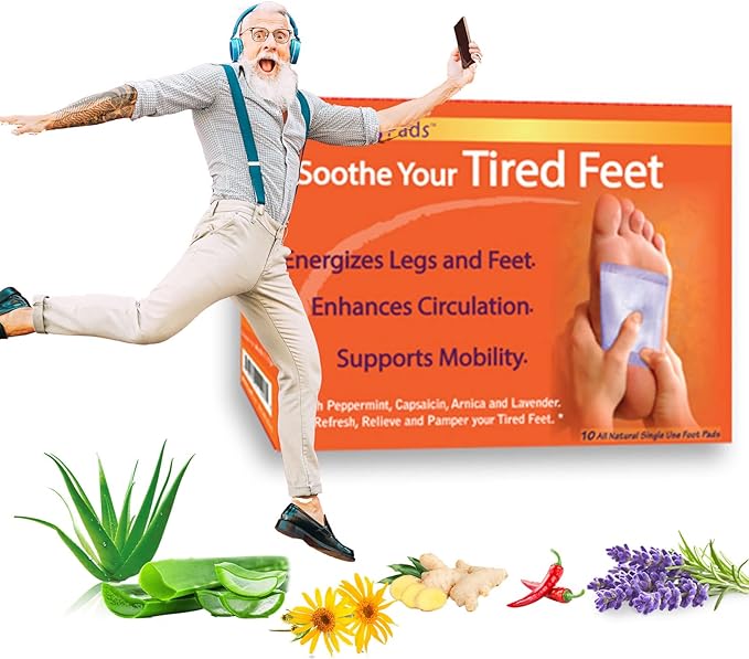 | Mobility Circulation Foot Patches | Made with Lavender, White Tourmaline, Capsaicin | Adhesive Patch Increased Sensation | Relief Pads for Soreness & Pain | Blood Circulation Pads | White