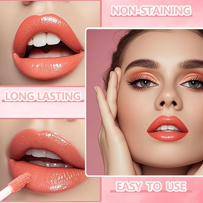 6 Colors lemon Lip Tint Stain Set, Korean Velvet Lip Stain Lip Gloss Lip Tint Stain Mini Liquid Lipstick, Long lasting Waterproof Non-Stick Cup Multi-Use Lip and Cheek Tint, High Pigment, Vivid Color