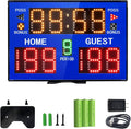 Basketball Digital Scoreboard with Remote,Battery Powered Portable Tabletop Electronic Scoreboard with 75dB Buzzer,Countdown Timer & Score for Games