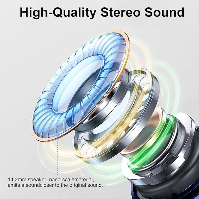 Wireless Earbuds, 2025 Bluetooth 5.4 Headphone 3D Stereo Bass Ear Bud, 4 ENC Noise Cancelling Mic, 40+Hrs USB-C in-Ear Earphone, IP-X7 Waterproof Headset Sport Workout Gym for Laptop Pad Android iOS