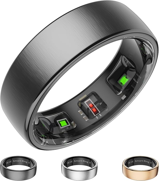 Fitness Tracker, Smart Ring for Women Men, Fitness Ring with Sleep Tracker, 24/7 Heart Rate Monitor, Health Activity Trackers, Step Counter,Calorie Pedometer,No Subscription,for iOS Android(Black,#10)
