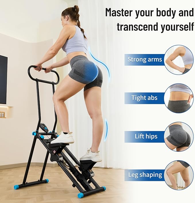 Stair Stepper for Home Gym,Folding Vertical Climber Cardio Exercise Machine,Stair Climber for Full Body Workout with Adjustable Handlebar for Women & Men