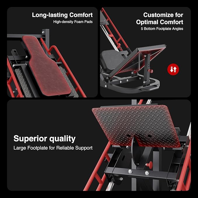 Dripex Leg Press Machine, Leg Press Machines for Home Gym, Professional Leg Press Hack Squat Machine Combo with 4 Weight Plate Storage Holders for Full Lower Body Workout