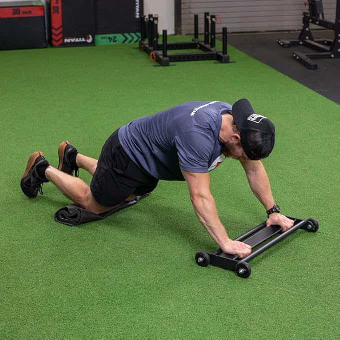 Titan Fitness Glute Hamstring Ab Glider, Leg and Ab Roller for Home Gym Fitness, Lower Body Workout Equipment