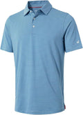 Mens Golf Shirt Moisture Wicking Dry Fit Performance Sport Short Sleeve Striped Golf Polo Shirts for Men