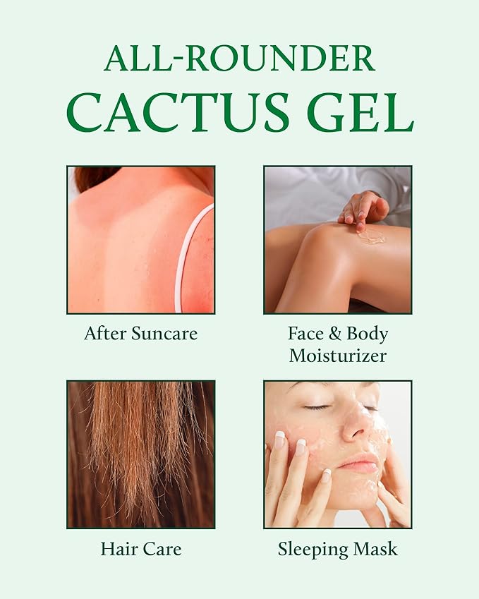 YADAH Cactus Soothing Gel (8.45fl oz) - Sunburn Relief, Calm, Cool & Soothe Irritated Skin, Face Redness. Korean Skin Care. 95% Cactus Extract, Vegan.