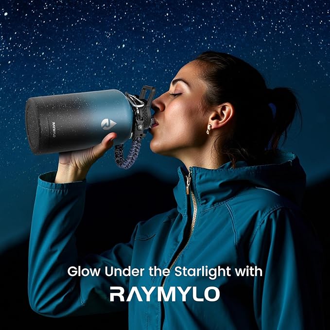 64oz Insulated Water Bottle, Triple Wall Vacuum Stainless Steel Water Bottles - Keeps Cold 48H, Reusable Half Gallon Jug for Gym, Sports, Camping, Hiking,Travel, Midnight Blue Speckle