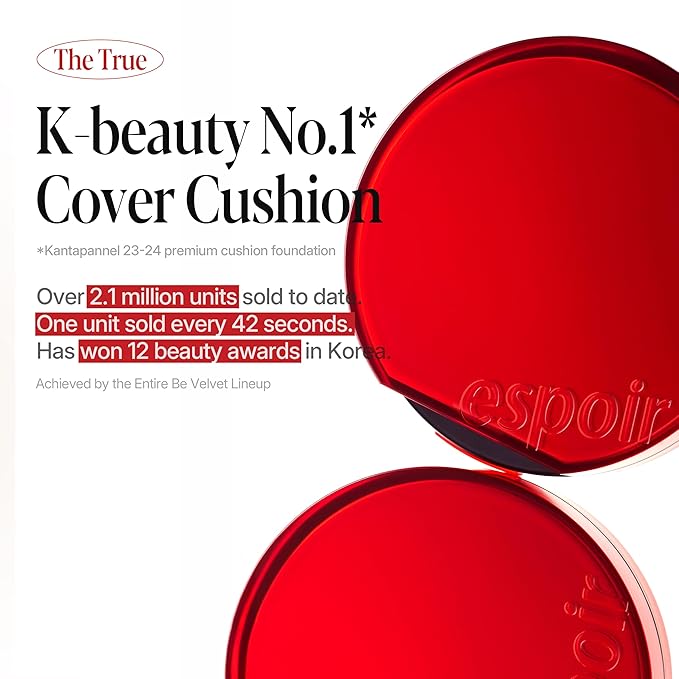 espoir [NEW] Be Velvet Cushion Foundation | Quick and Easy Coverage with Long-lasting Color by Zero Oxidation (#45 Ganache, 0.46 Ounce (Pack of 1))