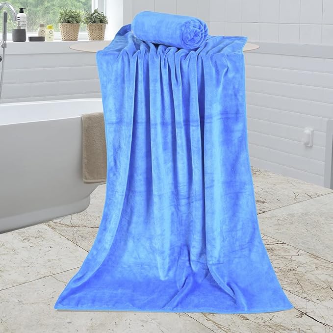JML Microfiber Towels, Bath Towel Set (6 Pack, 27" x 55") - Extra Large, Soft, Absorbent, Fast Drying Bathroom Towel for Shower, Swimming, Fitness, Sport, Yoga, Peach/Grey/Blue