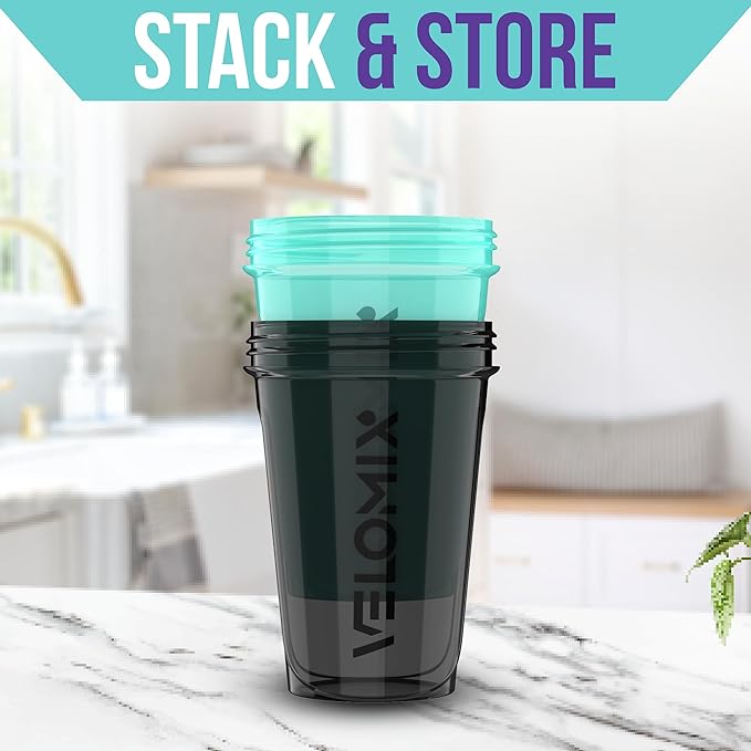 '-2 Pack- 20 oz Protein Shaker Bottles for Protein Mixes, 2x Wire Whisk, Leak Proof Shaker Cups for Protein Shakes and Pre Workout, Protein Shaker Bottle Pack, Protein Mixer Cup(Torquise&Black)