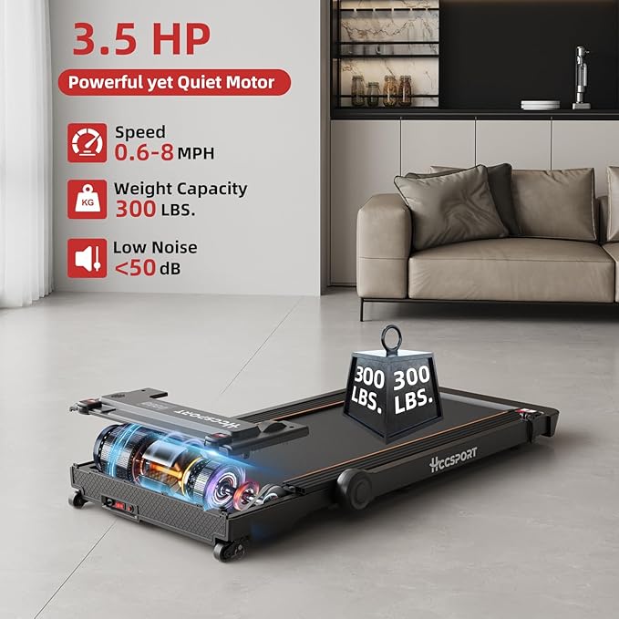 Treadmill with Incline, 3 in 1 Under Desk Treadmill Walking Pad with Removable Desk Workstation 3.5HP Foldable Compact Walking Treadmills for Home Small Office with Wristband Remote Control