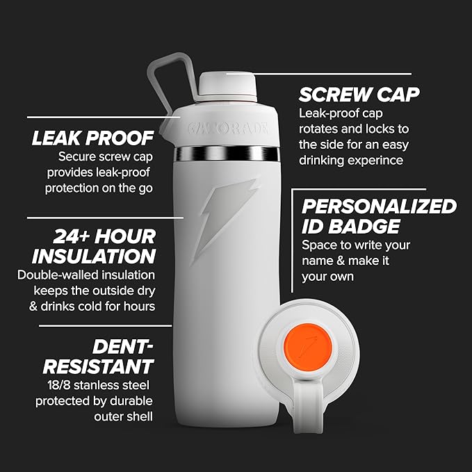 Gatorade 'Overtime' 22oz Stainless Steel Water Bottle, Twist Cap, Pink