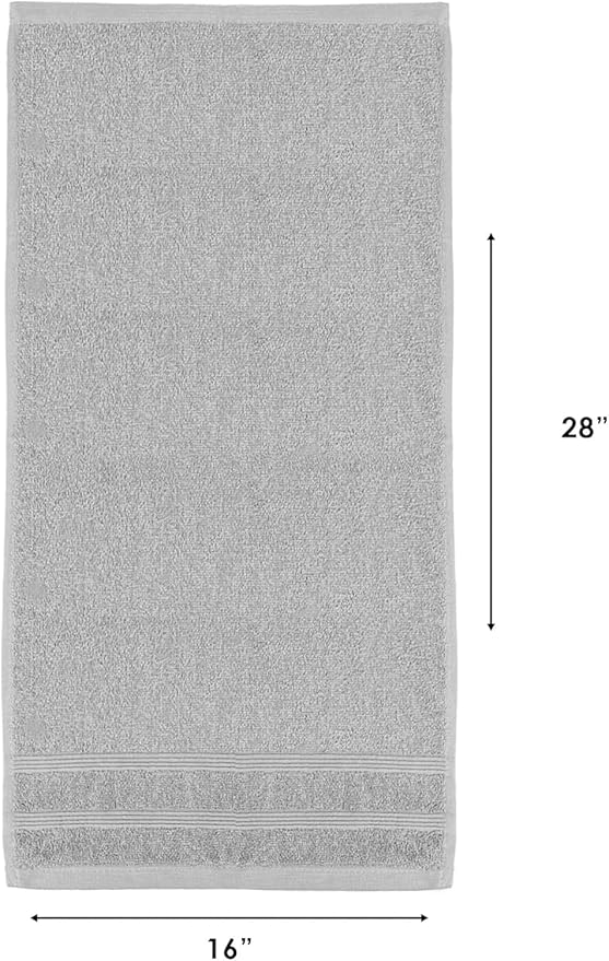 Kaufman - Premium Hand Towels Set for Bathroom, Spa, Gym, and Face Towel 100% Cotton Ring Spun, Ultra Soft Feel and Highly Absorbent Towels (12, Light Gray)
